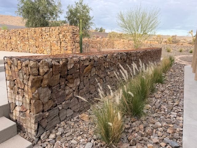 Gabion wall after